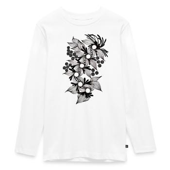 Schwarzweiß Blumenspirale - Teenager Premium Bio Langarmshirt - Weiß - Vorne - AI Model Kid Female (0cm)