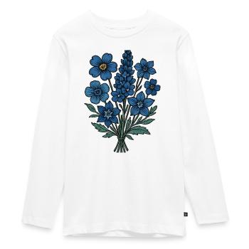 Bouquet de Fleurs Bleues - T-shirt manches longues Premium Ado - blanc - Devant - AI Model Kid Female (0cm)