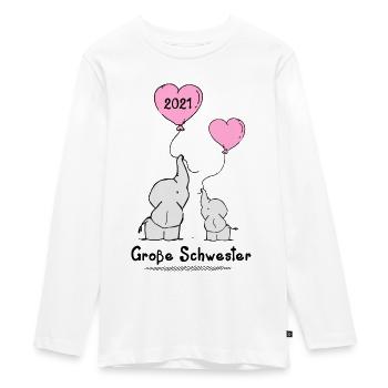 Große Schwester 2021 Elefanten - Teenager Premium Bio Langarmshirt - Weiß - Vorne - AI Model Kid Female (0cm)