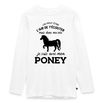 dans ma tête je suis avec mon poney - T-shirt manches longues Premium Ado - blanc - Devant - AI Model Kid Female (0cm)