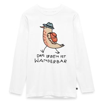 Vogel Wanderer lustig - Teenager Premium Bio Langarmshirt - Weiß - Vorne - AI Model Kid Female (0cm)
