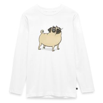 Pug funny embarrassed - Teenager Premium Organic Long Sleeve Shirt - white - Front - AI Model Kid Female (0cm)