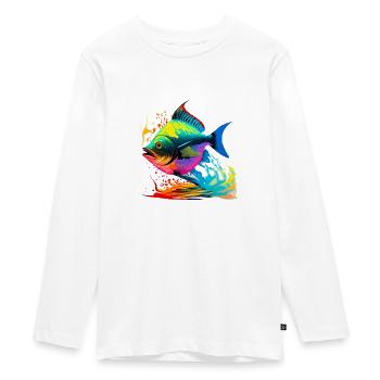 Fisch Farbe - Teenager Premium Bio Langarmshirt - Weiß - Vorne - AI Model Kid Female (0cm)