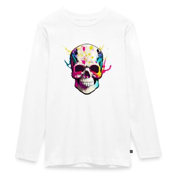 Farbe des Schädels - Teenager Premium Bio Langarmshirt - Weiß - Vorne - AI Model Kid Female (0cm)