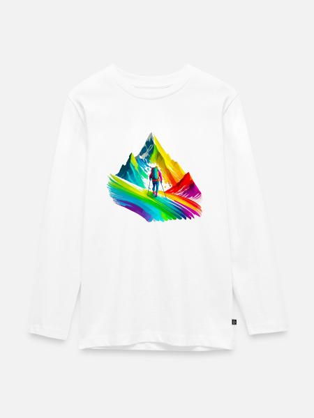 Bergsteigen, Wandern - Teenager Premium Bio Langarmshirt - Weiß