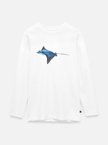 Rochen - Teenager Premium Bio Langarmshirt - Weiß