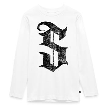 Tshirt alphabet initial S - T-shirt manches longues Premium Ado - blanc - Devant - AI Model Kid Female (0cm)