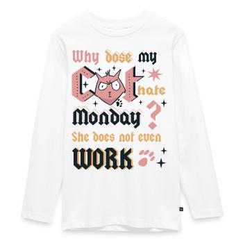 Cats Monday - Teenager Premium Organic Long Sleeve Shirt - white - Front - AI Model Kid Female (0cm)