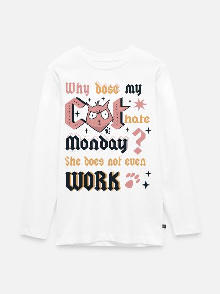 Cats Monday - Teenager Premium Organic Long Sleeve Shirt - white