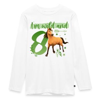 Spirit I'm Wild e 8 Regalo Outfit di Compleanno - Maglia a maniche lunghe ecologica premium per ragazzi - bianco - Fronte - AI Model Kid Female (0cm)