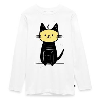 chat mignon - T-shirt manches longues Premium Ado - blanc - Devant - AI Model Kid Female (0cm)