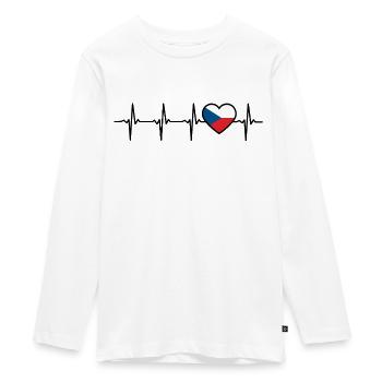 czech heartbeat flag czech - Teenager Premium Organic Long Sleeve Shirt - white - Front - AI Model Kid Female (0cm)