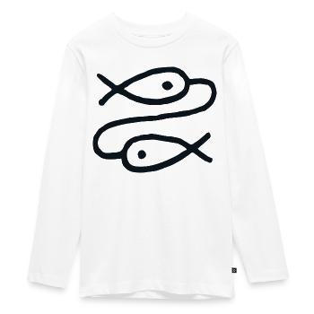 Sternzeichen No. 3 (Fische) - schwarz/black - Teenager Premium Bio Langarmshirt - Weiß - Vorne - AI Model Kid Female (0cm)