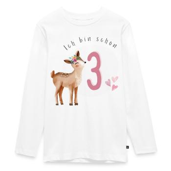 Geburtstag ich bin schon drei Jahre Reh Waldtiere - Teenager Premium Bio Langarmshirt - Weiß - Vorne - AI Model Kid Female (0cm)