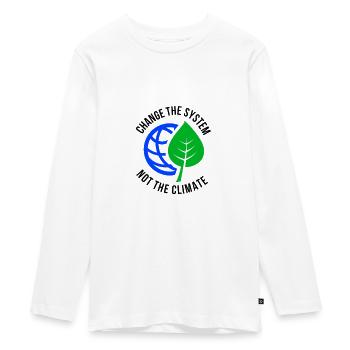 Student demo against climate change - Teenager Premium Organic Long Sleeve Shirt - white - Front - AI Model Kid Female (0cm)
