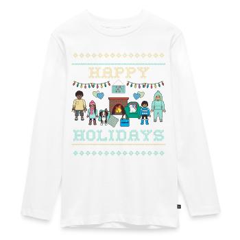Playmobil Familie Happy Holidays Ugly Christmas - Teenager Premium Bio Langarmshirt - Weiß - Vorne - AI Model Kid Female (0cm)