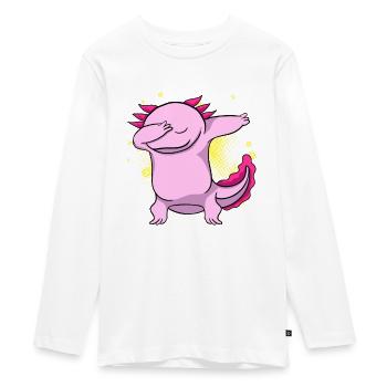 Dabbing Axolotl - Teenager Premium Organic Long Sleeve Shirt - white - Front - AI Model Kid Female (0cm)