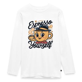 Espresso Yourself - Teenager Premium Bio Langarmshirt - Weiß - Vorne - AI Model Kid Female (0cm)