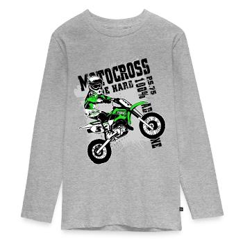 Children's motocross - KIDS MX - Teenager Premium Organic Long Sleeve Shirt - heather grey - Front