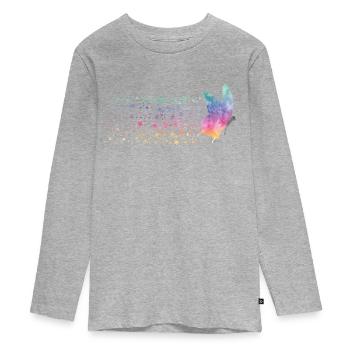 Butterfly - Rainbow Stardust - Teenager Premium Organic Long Sleeve Shirt - heather grey - Front