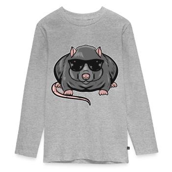 Rat - Teenager Premium Organic Long Sleeve Shirt - heather grey - Front