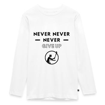 Hurling: Niemals aufgeben - Teenager Premium Bio Langarmshirt - Weiß - Vorne - AI Model Kid Female (0cm)