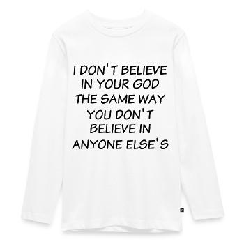 Atheismus Sprüche - Teenager Premium Bio Langarmshirt - Weiß - Vorne - AI Model Kid Female (0cm)