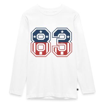 Numéro 83 États-Unis - T-shirt manches longues Premium Ado - blanc - Devant - AI Model Kid Female (0cm)
