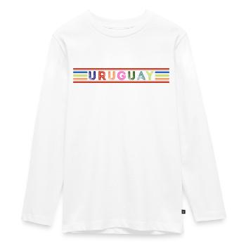 Uruguay - Teenager Premium Bio Langarmshirt - Weiß - Vorne - AI Model Kid Female (0cm)