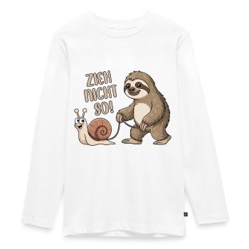 Zieh nicht so - Schnecke und Faultier - Teenager Premium Bio Langarmshirt - Weiß - Vorne - AI Model Kid Female (0cm)
