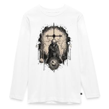 Gothic Witchcraft Ritual Darkness Skelett Skull - Teenager Premium Bio Langarmshirt - Weiß - Vorne - AI Model Kid Female (0cm)