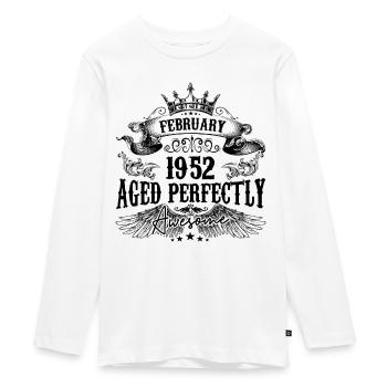 1952 | Februar Aged Perfectly 1952 Geburtstagsgeschenk - Teenager Premium Bio Langarmshirt - Weiß - Vorne - AI Model Kid Female (0cm)