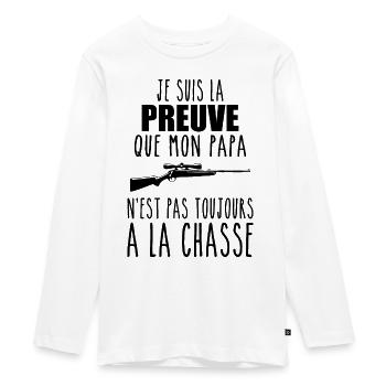 Proof that my dad hunts, hunters, hunts, hunts - Teenager Premium Organic Long Sleeve Shirt - white - Front - AI Model Kid Female (0cm)