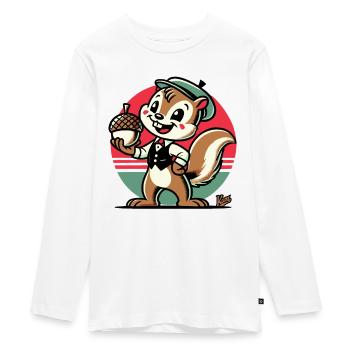 Eichhörnchen mit Haselnuss - Teenager Premium Bio Langarmshirt - Weiß - Vorne - AI Model Kid Female (0cm)