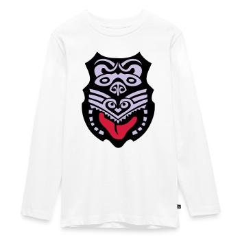 masque maori tribal tattoo ethnique - T-shirt manches longues Premium Ado - blanc - Devant - AI Model Kid Female (0cm)