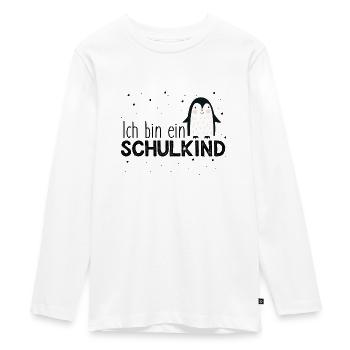Je suis un écolier - Élève de première année - Pingouin - T-shirt manches longues Premium Ado - blanc - Devant - AI Model Kid Female (0cm)