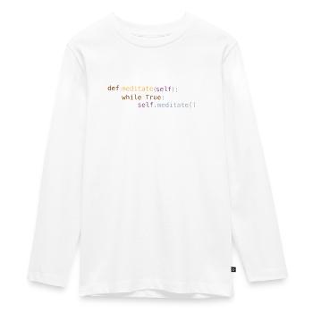 .meditate () - Teenager Premium Organic Long Sleeve Shirt - white - Front - AI Model Kid Female (0cm)