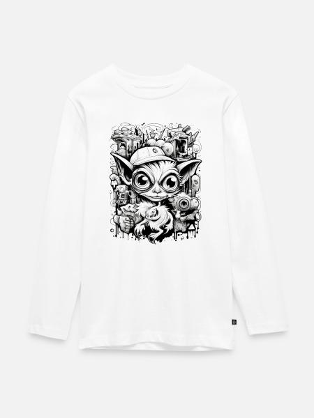 Kleiner Kobold ist sauer - Teenager Premium Bio Langarmshirt - Weiß