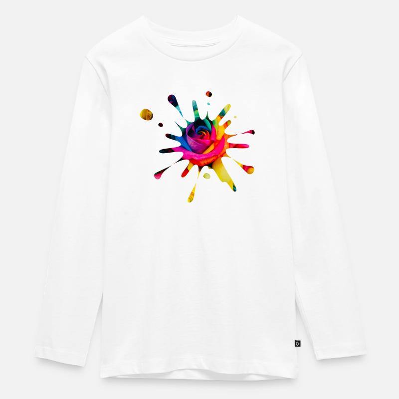 Splash Rose - éclaboussure de couleur - T-shirt manches longues Premium Ado - blanc