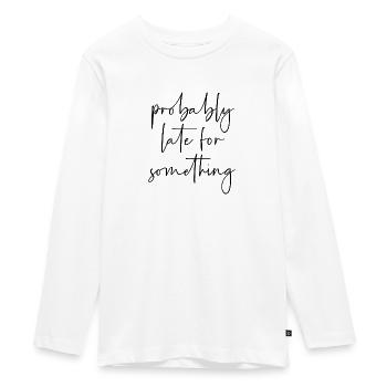Probably late for something - Teenager Premium Organic Long Sleeve Shirt - white - Front - AI Model Kid Female (0cm)