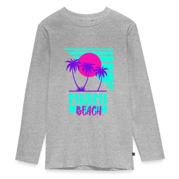Plage de Miami - T-shirt manches longues Premium Ado - gris chiné - Devant