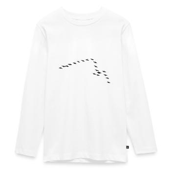 Vogelschwarm Wildgänse Ornithologie - Teenager Premium Bio Langarmshirt - Weiß - Vorne - AI Model Kid Female (0cm)