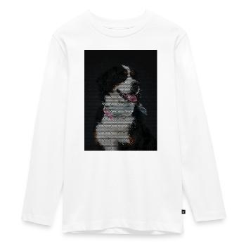 Mosaic Dog with Colorful Necklace - Teenager Premium Organic Long Sleeve Shirt - white - Front - AI Model Kid Female (0cm)