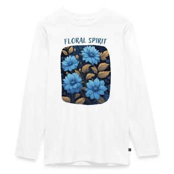 Blue Flowers - Teenager Premium Organic Long Sleeve Shirt - white - Front - AI Model Kid Female (0cm)