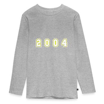 2004 Jahr Zahl - Teenager Premium Bio Langarmshirt - Grau meliert - Vorne