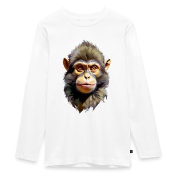 Monkey V24 13 - Teenager Premium Organic Long Sleeve Shirt - white - Front - AI Model Kid Female (0cm)