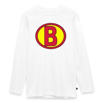 Super, Superheld, Superheldin, Hero, B - Teenager Premium Organic Long Sleeve Shirt - white - Front - AI Model Kid Female (0cm)