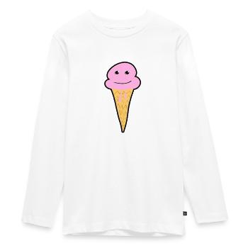 Souriant boule de crème glacée avec cône - T-shirt manches longues Premium Ado - blanc - Devant - AI Model Kid Female (0cm)