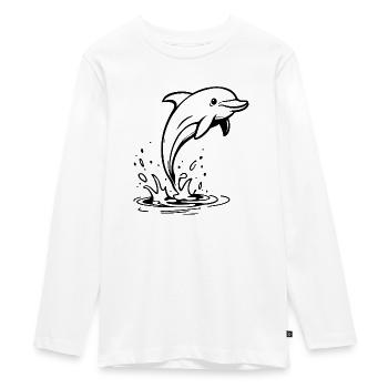 dauphin sauteur - Illustration mignonne - T-shirt manches longues Premium Ado - blanc - Devant - AI Model Kid Female (0cm)