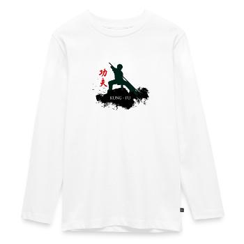 KUNGFU MARTIAL ARTS - Teenager Premium Organic Long Sleeve Shirt - white - Front - AI Model Kid Female (0cm)